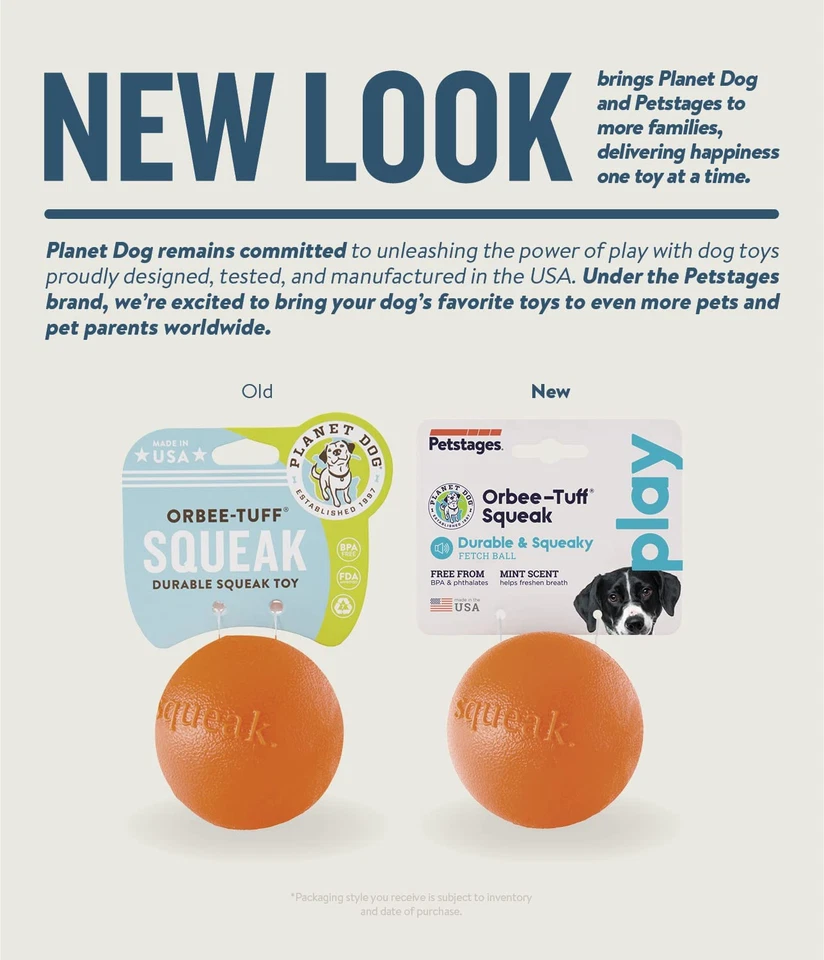 Planet Dog Orbee-Tuff Squeak Ball brinquedo laranja para buscar cachorros - Imagem 4 de 4