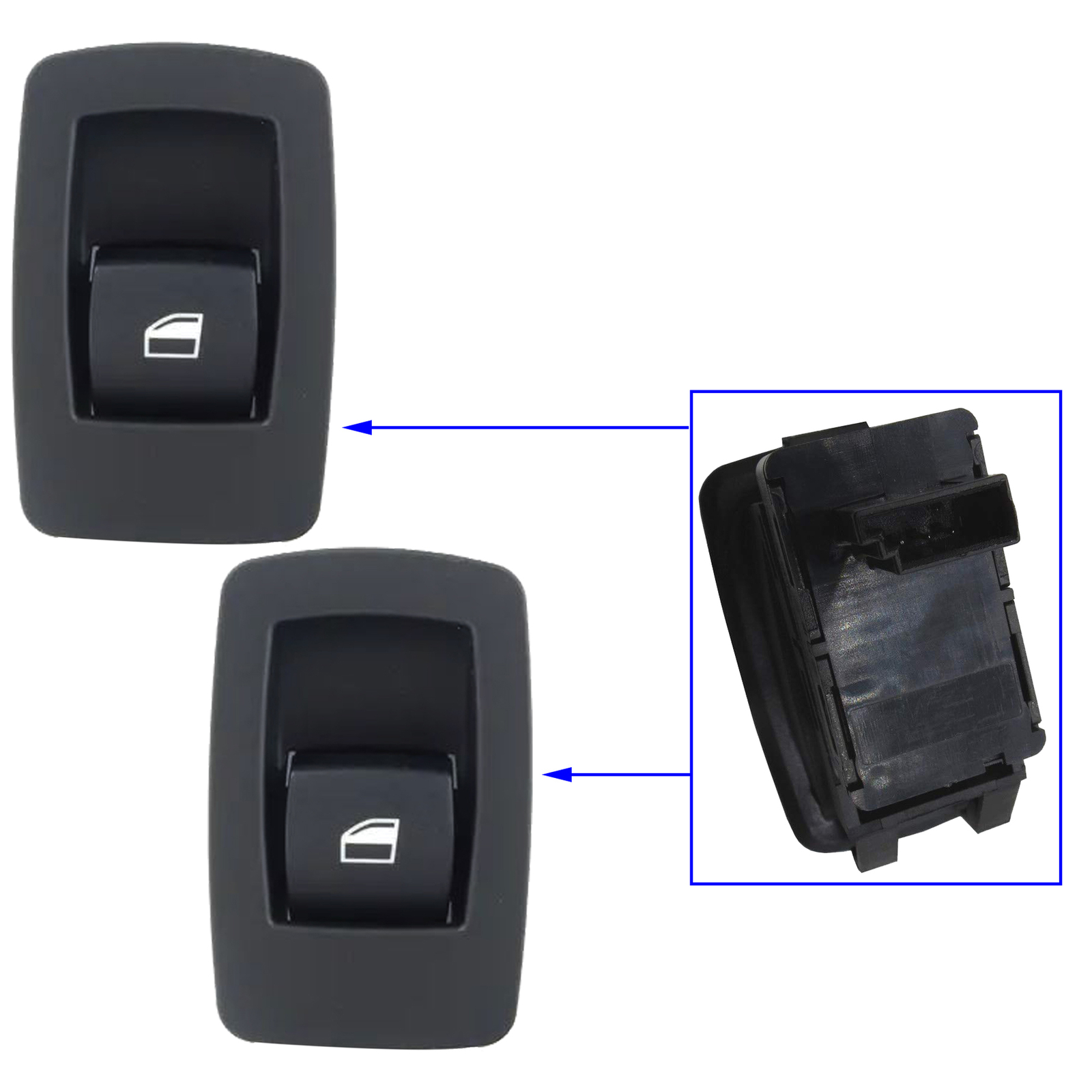 2 Commandes de lève-vitre noir pour BMW Série 1 E87 et Série 3 E90 E92