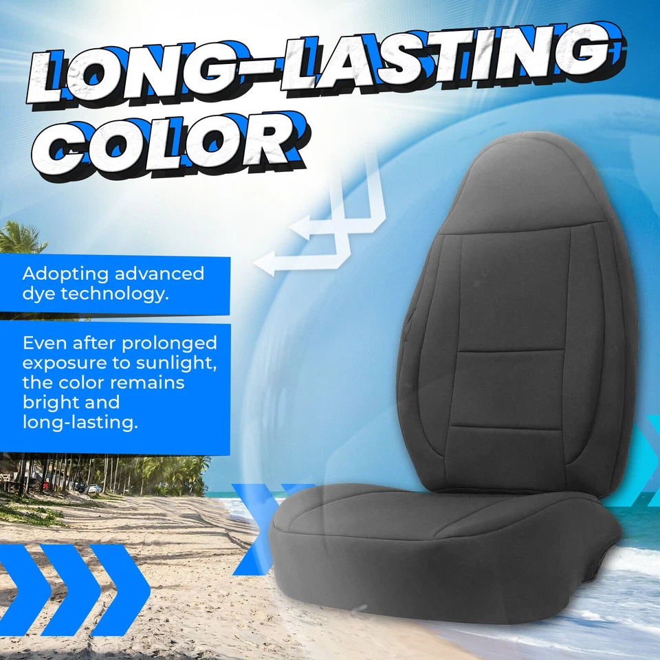 For 97-02 Jeep Wrangler TJ Sahara 4WD Full Set Seat Covers Replacement Kit Black - Image 4 of 4