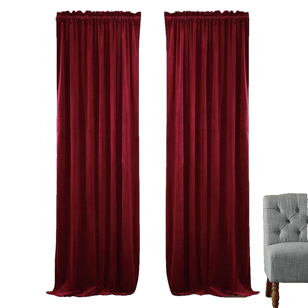 Velvet Solid Window Pleated Drapes