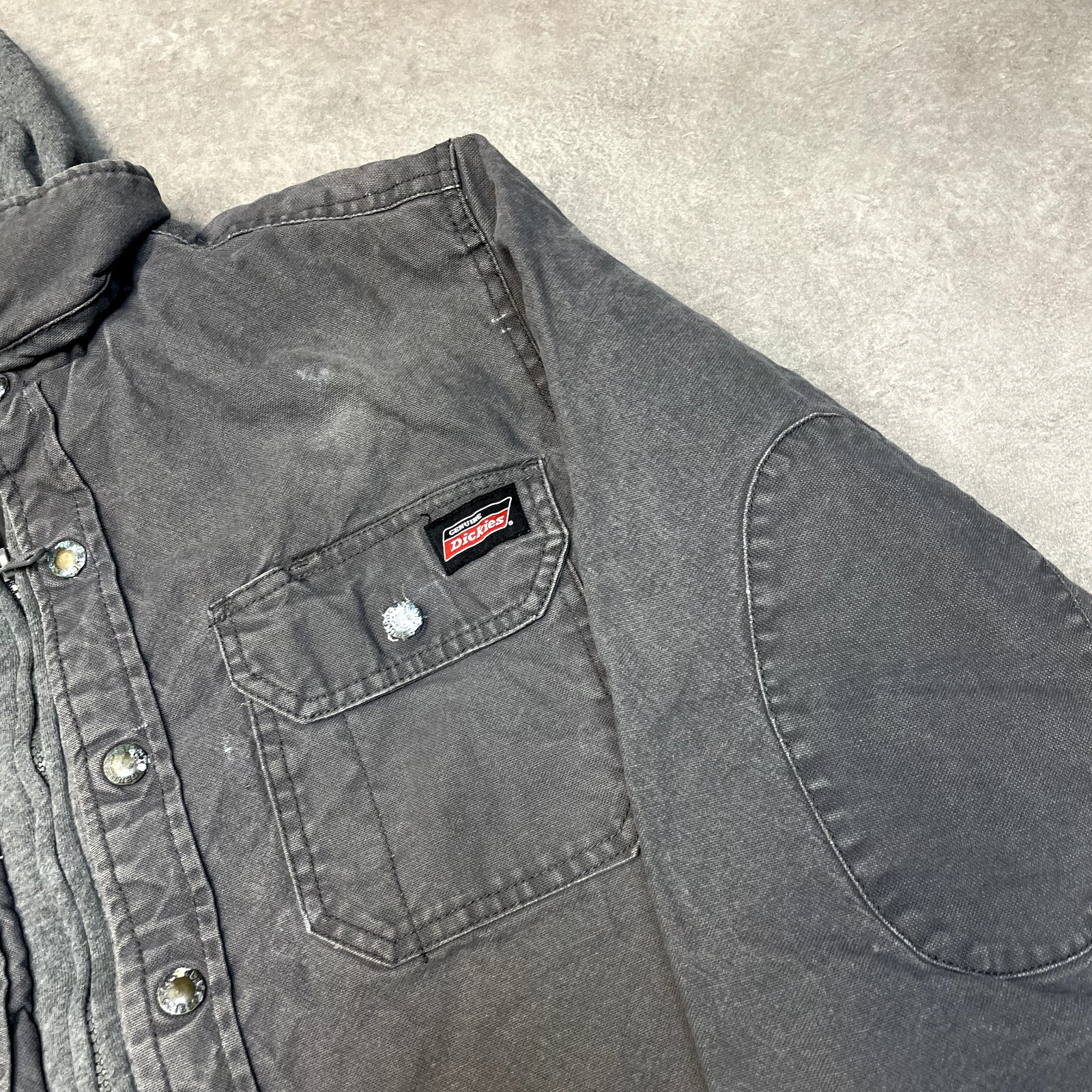 Dickies Over Shirt Mens Y2K Full Zip Quilt Lined Workwear Jacket, Grey, Small image 4