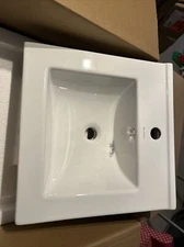 Swiss Madison Square Vanity Top (18.13" x 18.13") Drop-in Ceramic Glossy White