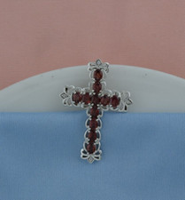 Natural Garnet Gemstone Mini Cross Pendant 925 Sterling Silver Christmas Jewelry