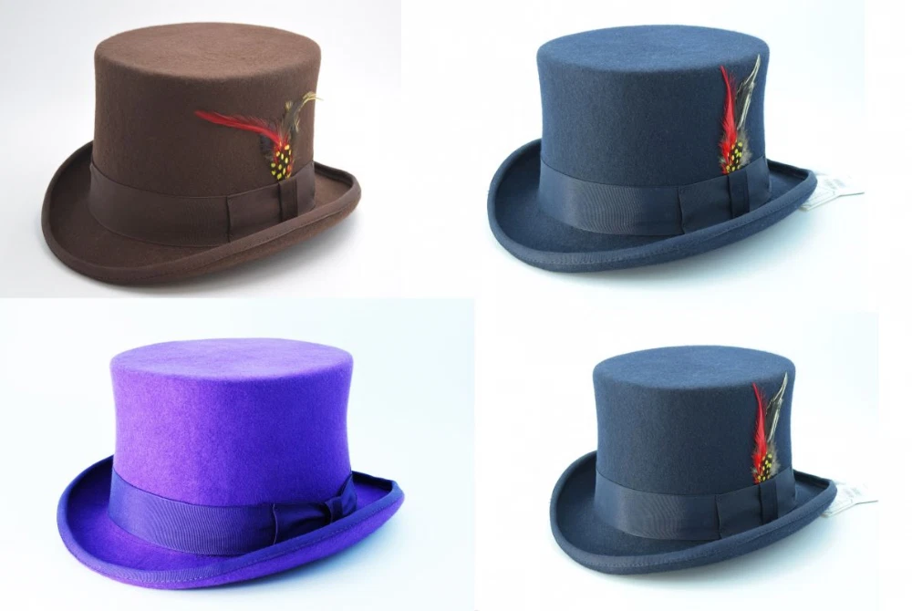 Quality Silk Vintage Hand Made 100% Wool Top Hat Wedding Horse Races S M L XL