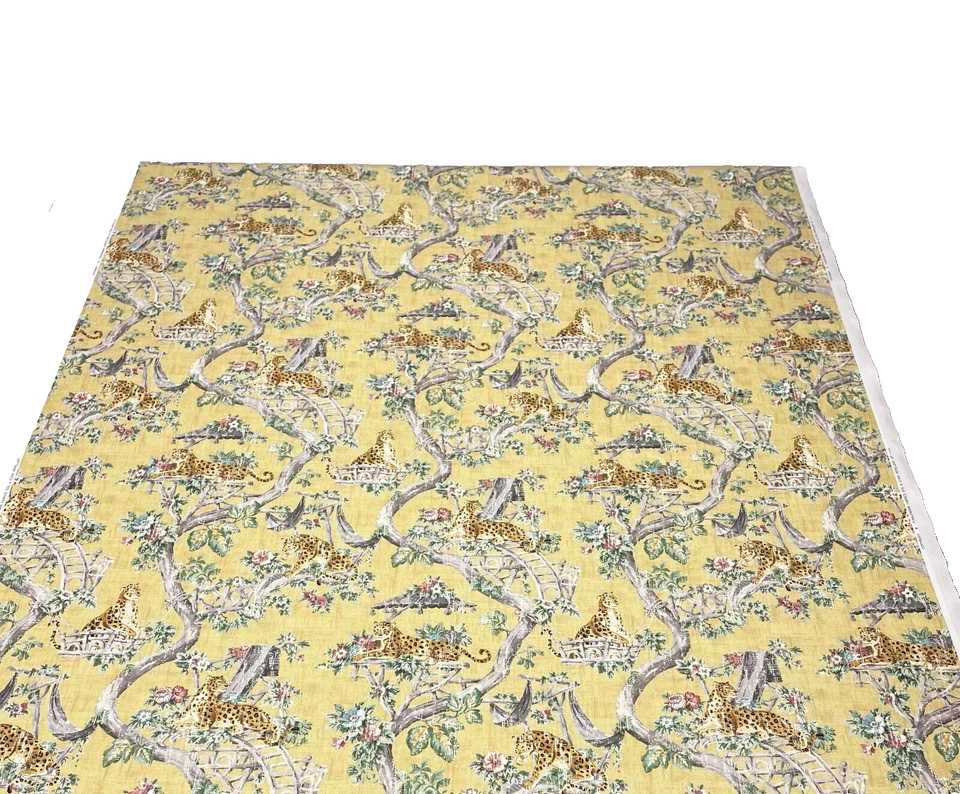 P KAUFMANN LAZY DAYS TECIDO DE SARJA DE ALGODÃO AMARELO DOURADO LEOPARDO POR JARDA 54"W - Imagem 2 de 4