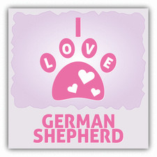 Paw I Love German Shepherd Dog Car Bumper Sticker Decal 5" x 5"