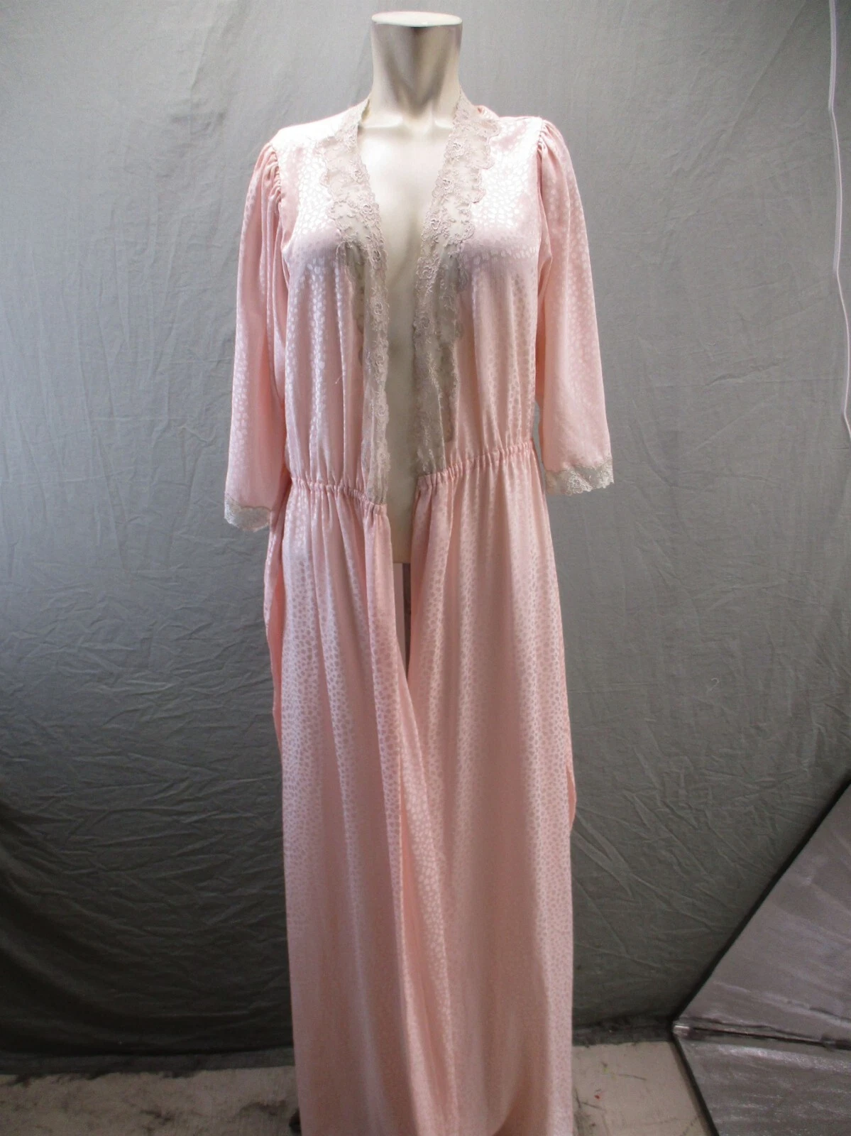 Robe maxi ceinturée manches 3/4 orange bordure dentelle femme Christian Dior taille S 653