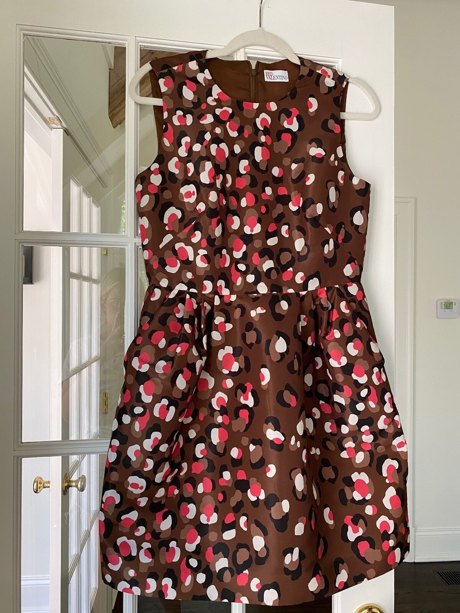 red and white leopard print dress Vintage 90s Classic H&M Women's Cotton Dress Red and White Leopard Print Animal Print Long Dress Size 4