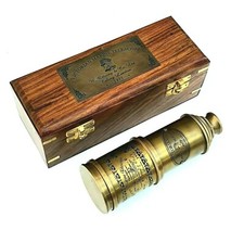Marine Telescope Nautical Antique Solid Brass Pirate Spyglass 20" Wooden Box