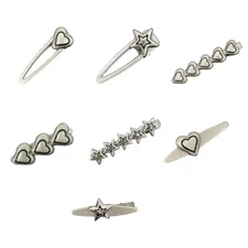 Eye Catching Heart Hairpin Unique Five Pointed Star Headdress Duckbill Clip