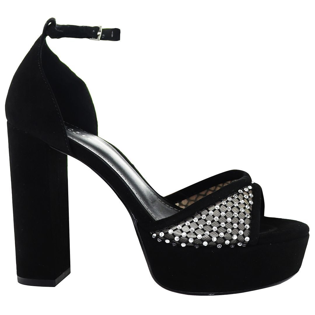 Ted Baker Bexins Crystal Mesh Womens Black Platform Sandals UK