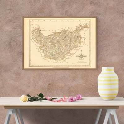 Karte: Cheshire England. Fine Art Giclée Museum Luxus Geschenk Druck