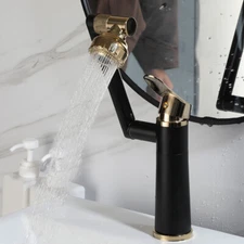 Bathroom Sink Faucet 360° Rotatable Basin Mixer Taps With Plastic Spout 1Handle