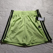 Adidas Boys Shorts ESS Mid Thigh 3 Stripes Size Large 14/16 Lime Green AH10401