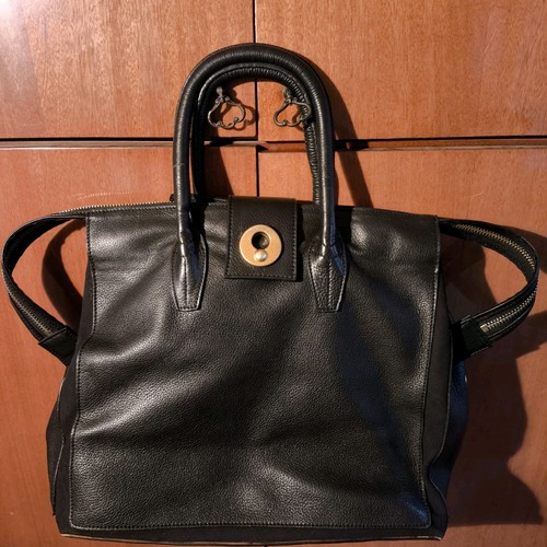 Yves Saint Laurent *Muse Two* Black Leather Tote Handbag