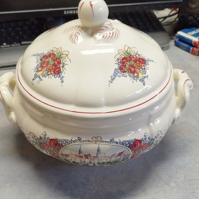 Obernai Faïenceries de Sarreguemines Großer Suppentopf 23cm France Vintage