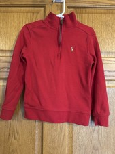 Polo Ralph Lauren Boys Size 4 Red 100 Cotton Quarter Zip Pullover Sweater EUC
