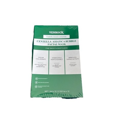 VENROCK Centella Asiatica Bubble Facial Mask 12 Sheets Deep Cleaning Moisture