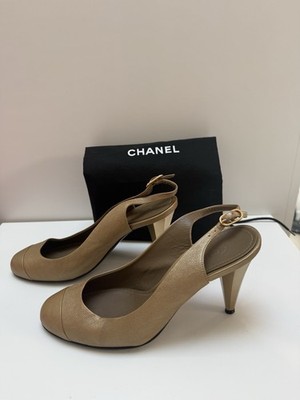 CHANEL - Gold Slingback - EU 38