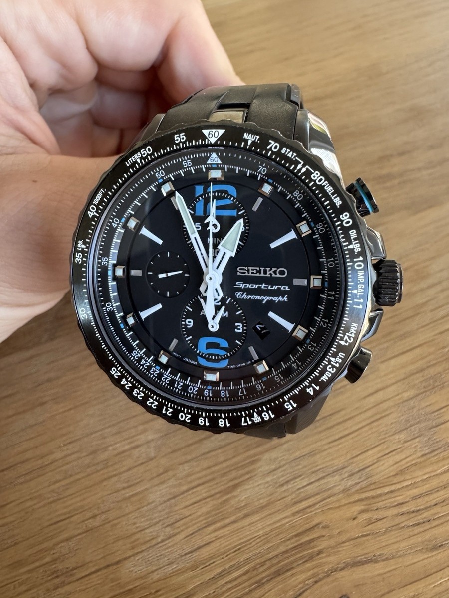 Seiko Sportura Chronograph Men's Black Watch - seiko 7T62-0LA0 | eBay