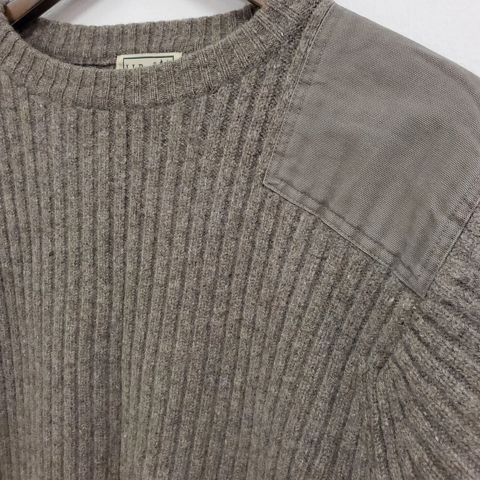 Suéter Comando Lana Merino LL Bean Para Hombres De Colección Talla M Parches Acanalados Capas Foto 2 de 4