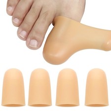 4 Pack Gel Toe Cap and Protector for Large Pack of 4 , Beige-4 Pcs  large  