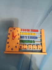 Wooden Childs learning toy-Abacus, Time tell ...
