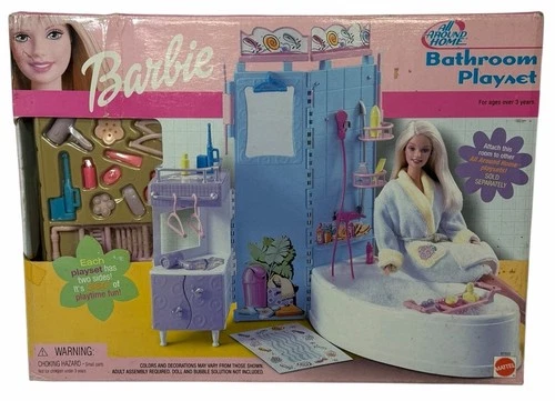 COMPLETE IN BOX Vintage 2001 Barbie All Around Home Bathroom Playset #67555