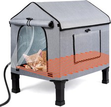 Heated Cat House for Outside, Waterproof Outdoor Cat Shelter with Thermostatic
