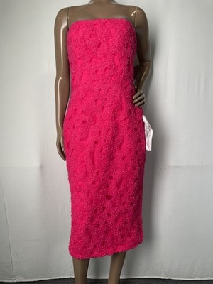 Dress The Population Womens Midi Dress Pink Size M Viviana Embellished Strapless