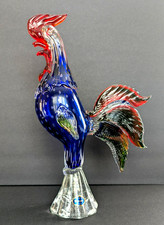 VTG 13.5" Murano Glass Rooster Artist Signed Controlled Bubbles Bullicante Art
