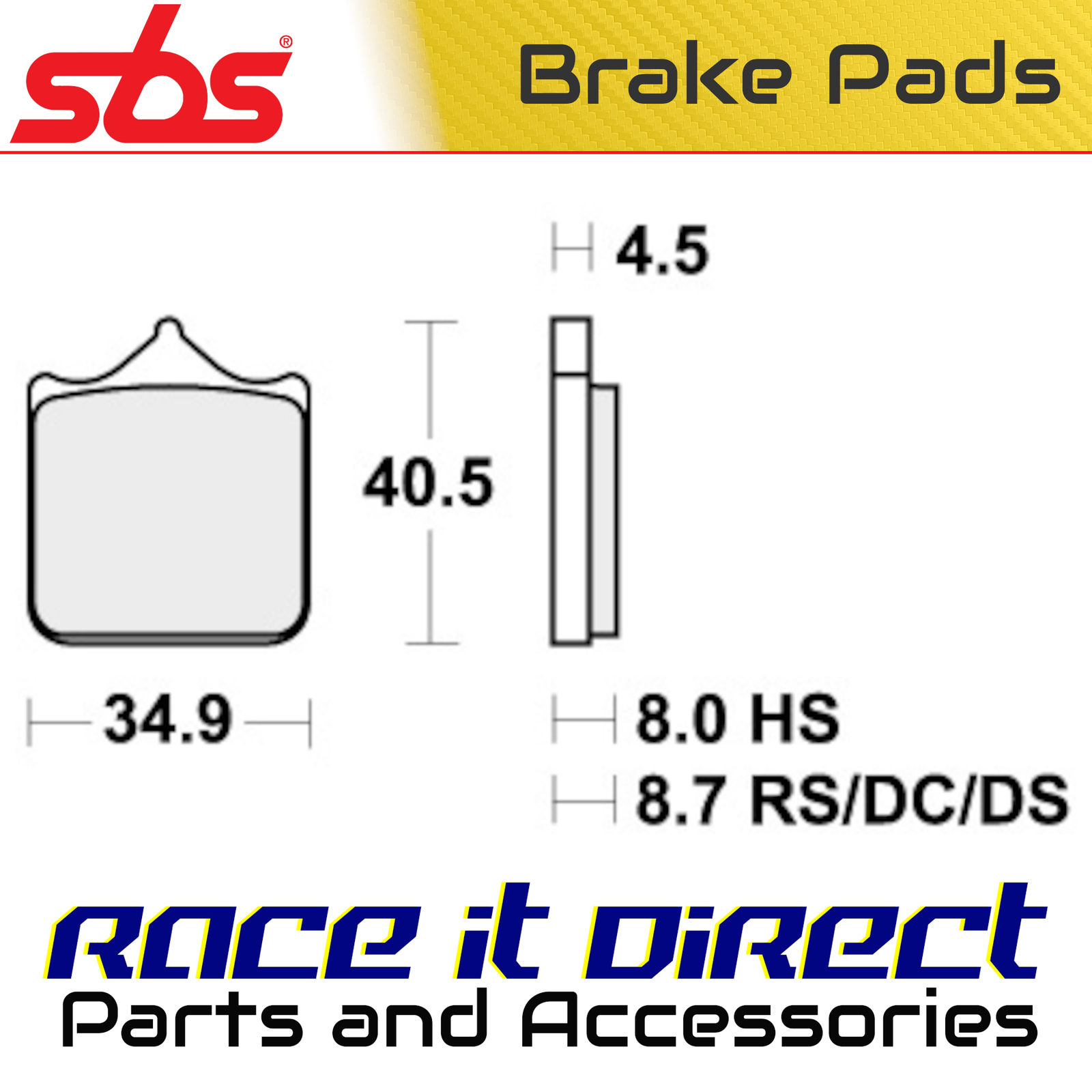 SBS 870DC BRAKE PADS ORGANIC RACING