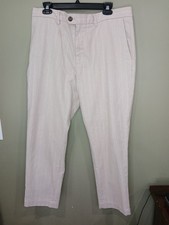 Men's Banana Republic Grayson Slim Tapered Fit 35 X 30 Beige Pin Stripes Pockets