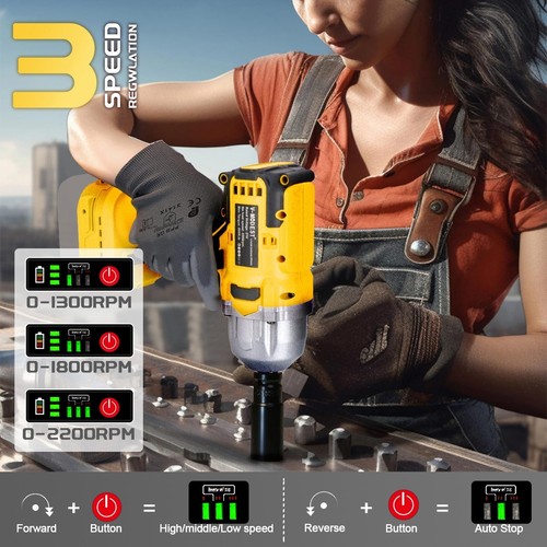 800Nm 1/2" Cordless Electric Impact Wrench For DEWALT Battery Brushless 3-IN-1 - Picture 7 of 17