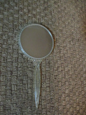 Vtg Hand Held Double Side Vanity Mirror  Clear Lucite Handle G 