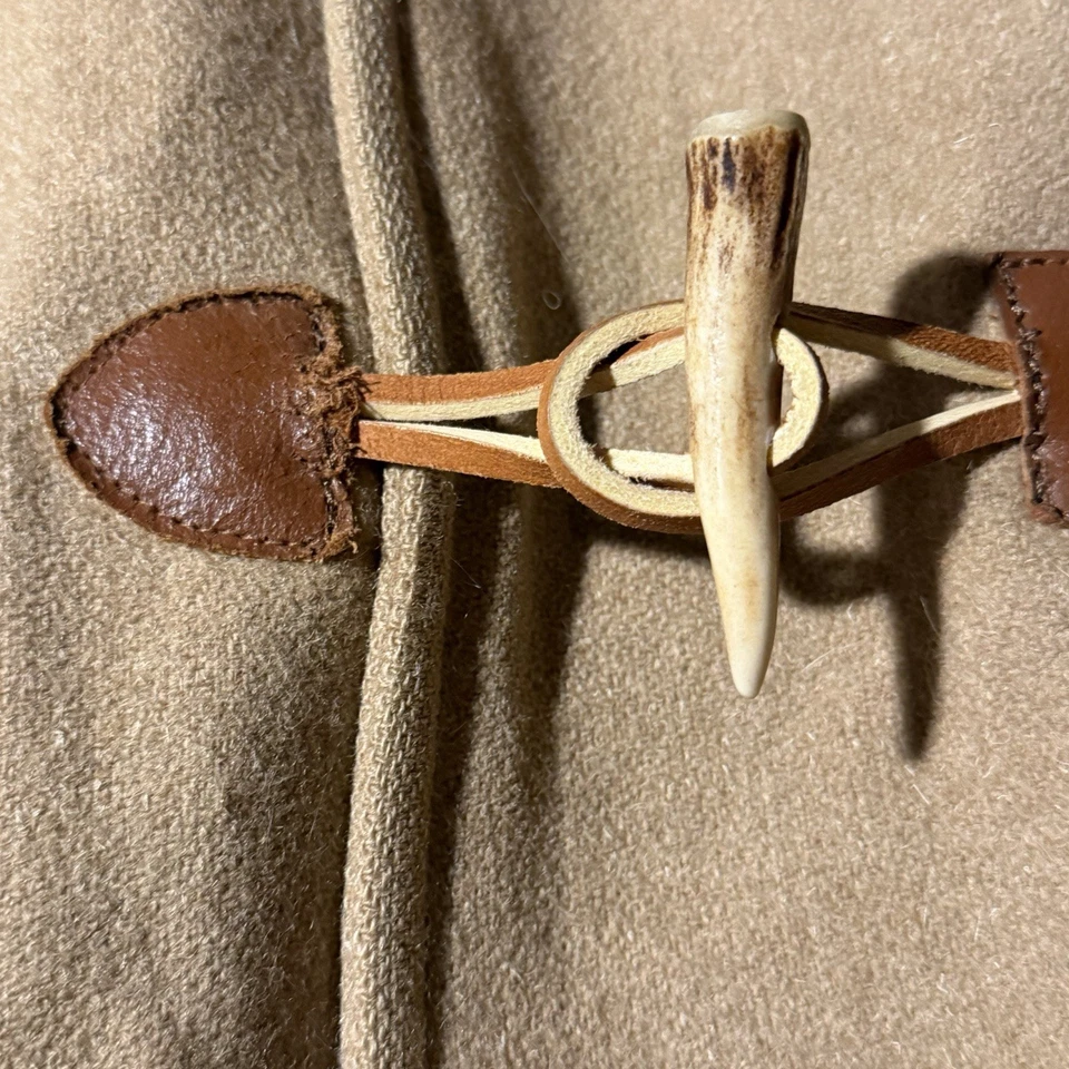 VTG 60s USA PENDLETON WOOL DUFFEL OVERCOAT CAR COAT ROCKABILLY BEIGE Size 40 - Image 4 of 4