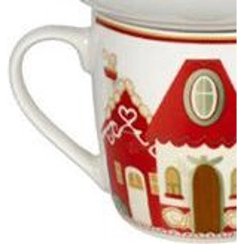 Mug con Ciotola Natale BRANDANI Villaggio in Festa Bianco Porcellana Colazione, fotografia 6 di 9