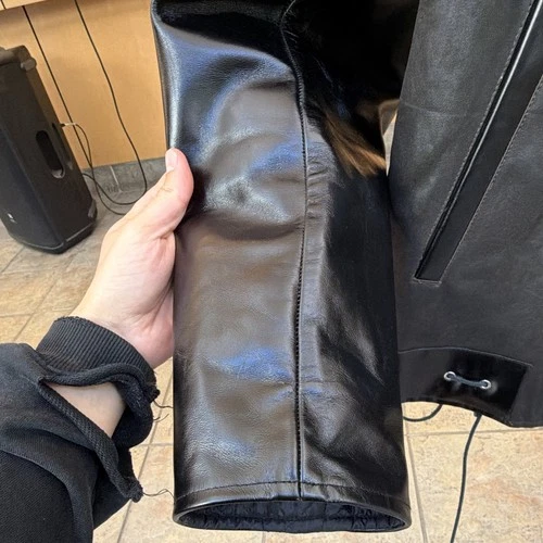 OUR LEGACY Men's Black Leather Full Zip Quilted Lined Jacket Size 52 image 4
