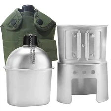 Canteen Cup Stove Pouch Kit Military Canteen with Cup for Outdoor Camping Sur...