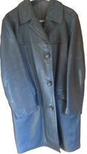 Alter LEDERMANTEL Grau Motorradmantel  Vintage Oldtimer Größe 48 ähnl. Wehrmacht