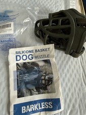Barkless Silicone Basket Dog Muzzle Size 3 Green Snout 9  10.5  New