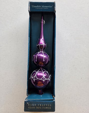 Timeless Memories Handcrafted Glass Finial Tree Topper Purple/Silver 2003