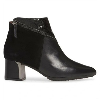 HISPANITAS Amelia 141 Black Leather Velvet Grunge Point Toe Womens Size 42
