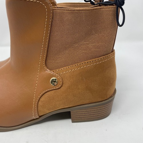 Liz Claiborne Barrington Boots 7 Brown Faux Leather Pointed Toe Stacked Heel - Picture 3 of 9