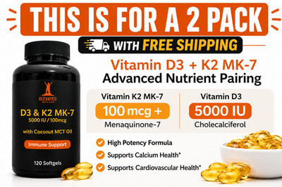 2 pack of 120 Soft gels Vitamin D3 5000IU+K2 MK-7 100mcg  with Coconut MCT Oil