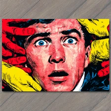 Art Print Pop Art Man Shocked Bright Red Yellow Blue Comic Style Retro Expressio