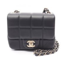 Chanel Choco Bar Lambskin Shoulder Bag Women Black One Size 618842
