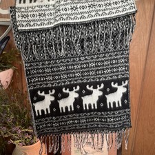 Better Than Cashmere Reindeer Winter Reversible Man Scarf One Size