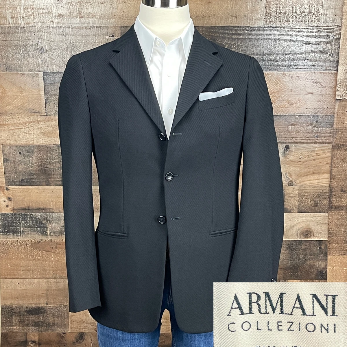Armani Collezioni Three-Button Black Suits & Blazers for Men for