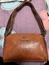 Medium Crossbody Bag Designer Inspired Patterned Front, Tan Brown